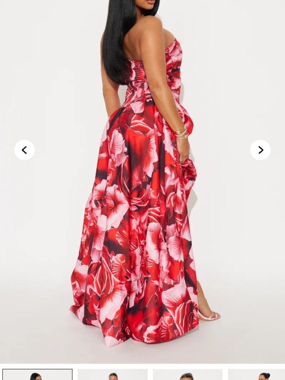 Fashion Nova Blooming With You Strapless Gown Floral Maxi Dress Red Pink Size 3X